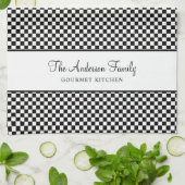 Linge De Cuisine Blanc Noir Français Chèque Pays Gourmande (Plié)