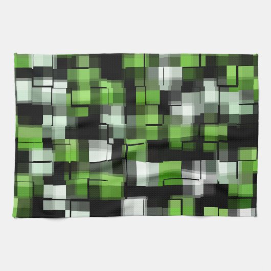 Linge De Cuisine Blanc noir vert (Horizontal)