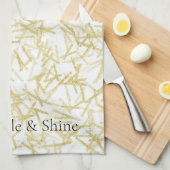 Linge De Cuisine Blanc Or Glam Pailleté scintillant (Quart Plié)