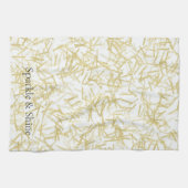 Linge De Cuisine Blanc Or Glam Pailleté scintillant (Horizontal)