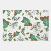 Linge De Cuisine Blanc Rétro et Floral Vert (Horizontal)