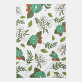 Linge De Cuisine Blanc Rétro et Floral Vert (Vertical)