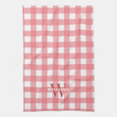 Linge De Cuisine Blanc rose En vichy Nom et initiale (Vertical)