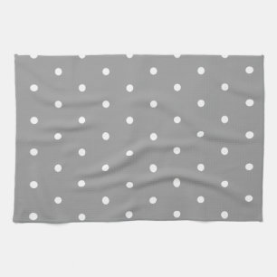 Linge De Cuisine Blanc sur le pois gris