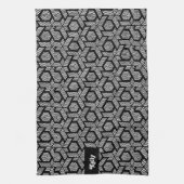 Linge De Cuisine Blanc sur points noirs motif géométrique (Vertical)