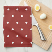 Linge De Cuisine Blanc sur Pois rouges (Quart Plié)