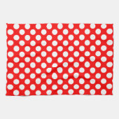 Linge De Cuisine Blanc sur rouge grand format Pois (Horizontal)