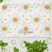 Linge De Cuisine Blancs clairs avec Centres Jaunes (Plié)