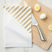 Linge De Cuisine Blancs d'or géométrique noir moderne (Quart Plié)