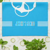 Linge De Cuisine Blancs et Bleus Ancre nautique (Plié)