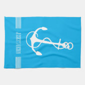 Linge De Cuisine Blancs et Bleus Ancre nautique (Horizontal)