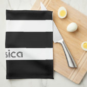 Linge De Cuisine Blancs Et Noirs Classiques (Quart Plié)