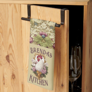 Linge De Cuisine Blason au Coq & Raisins, en blé,