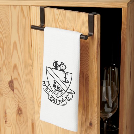 Linge De Cuisine Blason de Phi Chi Theta | N&B (Pliage en tiers)
