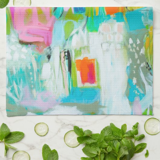 Linge De Cuisine Bleu Abstrait (Plié)