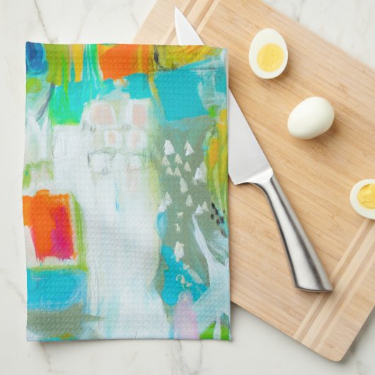 Linge De Cuisine Bleu Abstrait (Quart Plié)