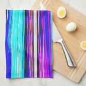 Linge De Cuisine Bleu Abstrait bandes 606 (Quart Plié)