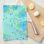 Linge De Cuisine Bleu Accentué en vert (Quart Plié)
