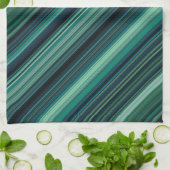 Linge De Cuisine Bleu Aqua et Rayures Sarcelle (Plié)