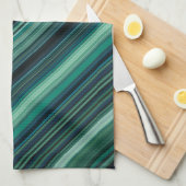 Linge De Cuisine Bleu Aqua et Rayures Sarcelle (Quart Plié)