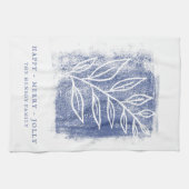 Linge De Cuisine Bleu Artistique Blanc Twig Famille Noël (Horizontal)