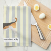 Linge De Cuisine Bleu Beagle et rayé crème (Quart Plié)