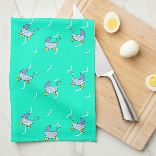 Linge De Cuisine Bleu bébé pram (Quart Plié)