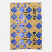 Linge De Cuisine Bleu beige À damiers blanc (Vertical)