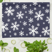 Linge De Cuisine Bleu blanc Flocon de neige Vacances de Noël d'hive (Plié)