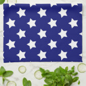 Linge De Cuisine Bleu Blancs Etoiles Motif (Plié)