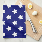 Linge De Cuisine Bleu Blancs Etoiles Motif (Quart Plié)