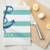 Linge De Cuisine Bleu Bleu Ancre Nautique 2 (Quart Plié)