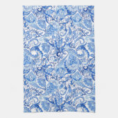 Linge De Cuisine Bleu Bleu Blanc Floral Paisley Art Motif (Vertical)