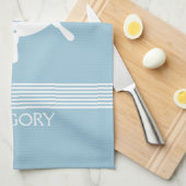 Linge De Cuisine Bleu Bleu Blancs & Bébé Et Roue Bateau Nautique (Quart Plié)