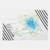 Linge De Cuisine Bleu brillant Design Floral (Horizontal)
