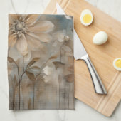 Linge De Cuisine Bleu Brown Beige Ferme Floral (Quart Plié)