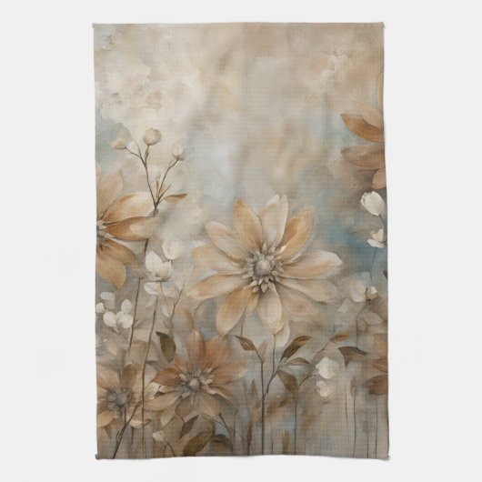 Linge De Cuisine Bleu Brown Beige Ferme Floral (Vertical)