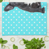 Linge De Cuisine Bleu Chien à Chien à Chien Bleu Pois mignon (Plié)