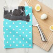 Linge De Cuisine Bleu Chien à Chien à Chien Bleu Pois mignon (Quart Plié)