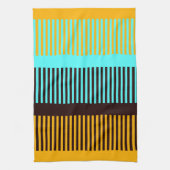 Linge De Cuisine Bleu ciel jaune marron rayures (Vertical)