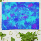 Linge De Cuisine Bleu clair Abstrait Brush Strokes Design (Plié)