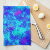 Linge De Cuisine Bleu clair Abstrait Brush Strokes Design (Quart Plié)