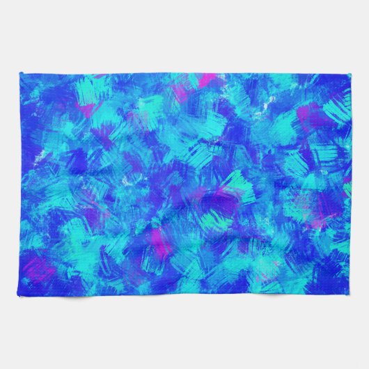 Linge De Cuisine Bleu clair Abstrait Brush Strokes Design (Horizontal)