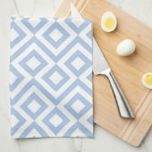 Linge De Cuisine Bleu Clair et Méandre Blanc (Quart Plié)