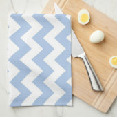 Linge De Cuisine Bleu clair et zigzag blanc (Quart Plié)
