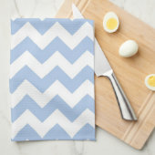Linge De Cuisine Bleu clair et zigzag blanc (Quart Plié)