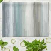 Linge De Cuisine Bleu clair sarcelle gris marron rayure abstraite (Plié)