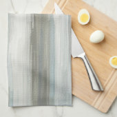 Linge De Cuisine Bleu clair sarcelle gris marron rayure abstraite (Quart Plié)