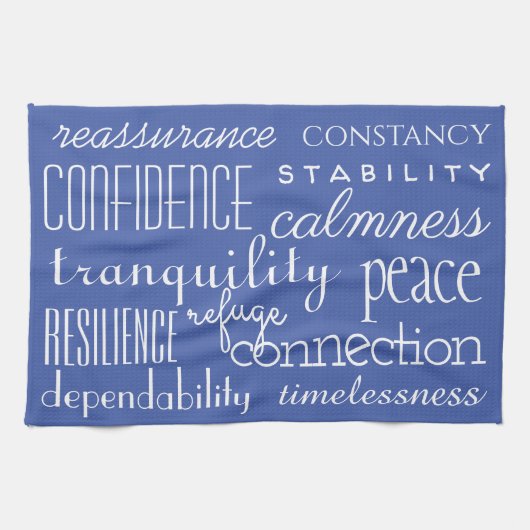 Linge De Cuisine Bleu classique en mots (Horizontal)