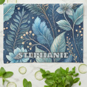 Linge De Cuisine Bleu complexe et vert botanique - bleu foncé étoil (Plié)